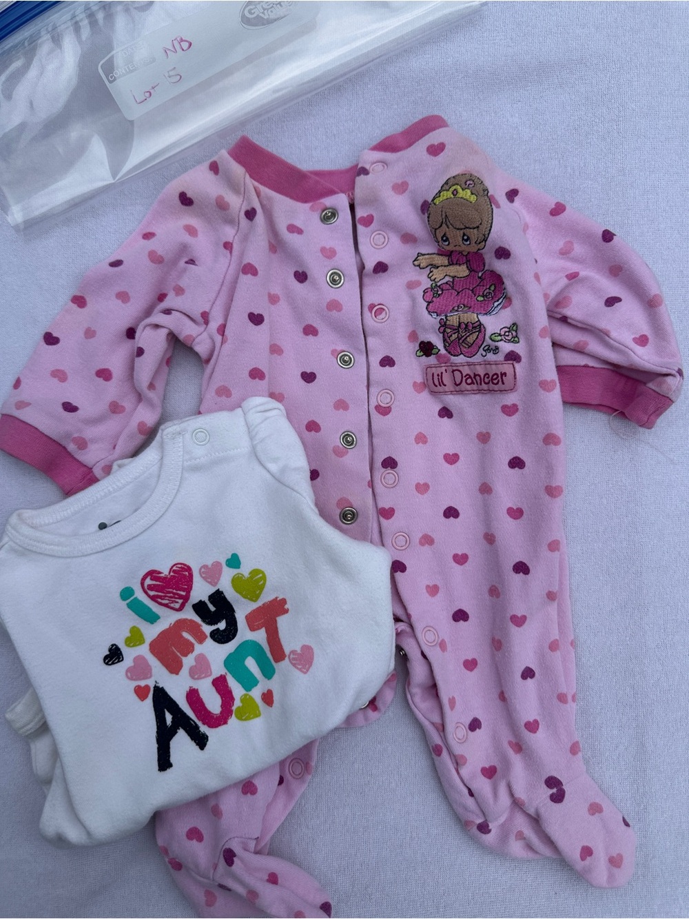 Vintage Pink 'Lil Dancer' Heart-Print One-Piece for Baby Girls(lot15)